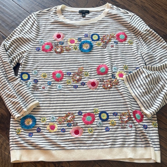 Striped Talbots embellished lightweight sweater MP - Picture 1 of 5